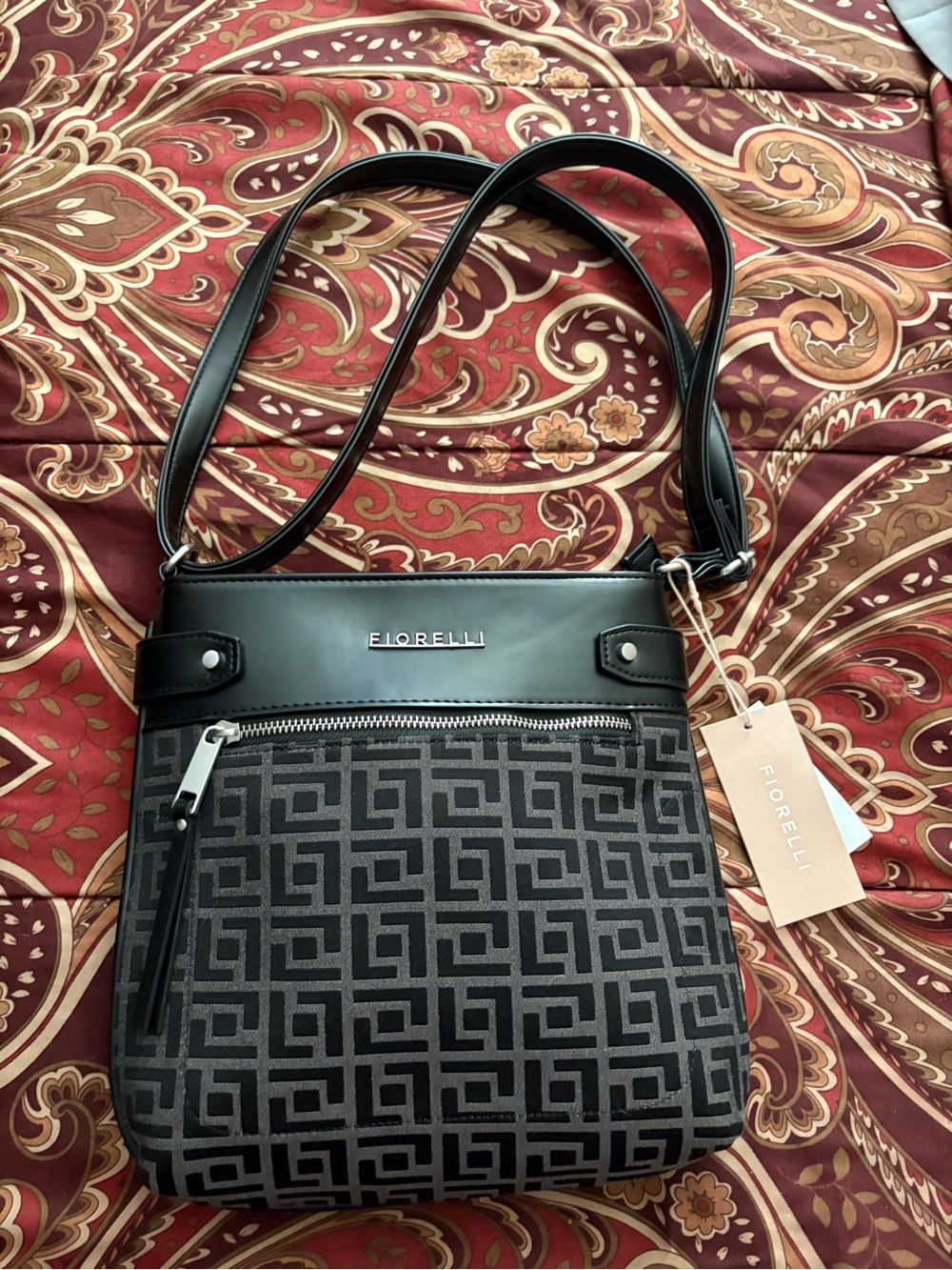 Black Leather Crossbody with Interior Zip Pocket